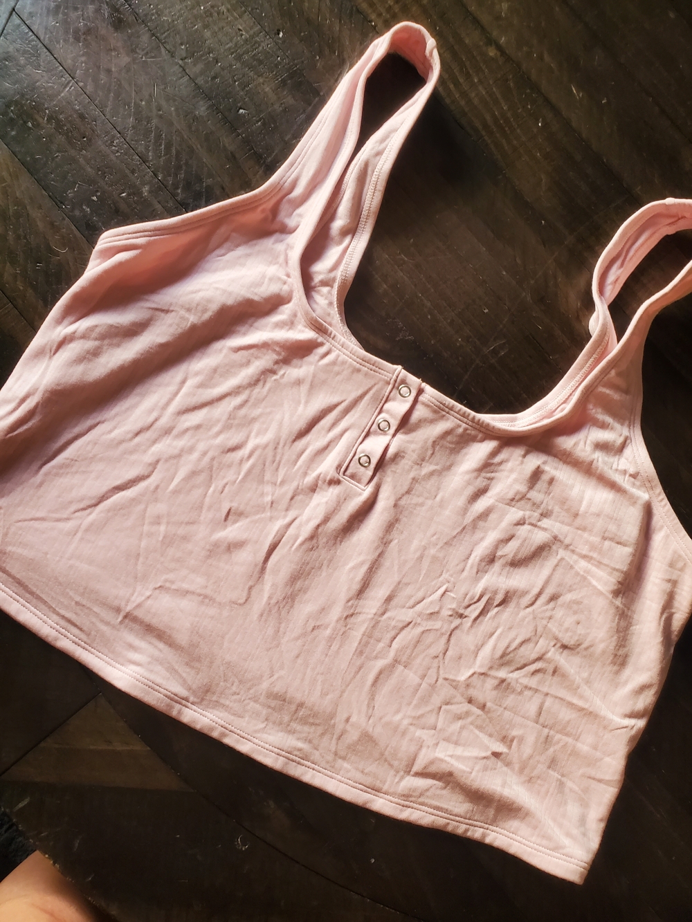 Auden Pale Pink Snap-Front Crop Tank